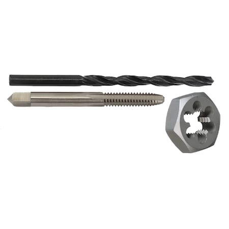 Drill America m12 X 1.25 HSS Plug Tap, Hex Die and 10.75mm HSS Drill Bit Kit HXPOUM12X1.25