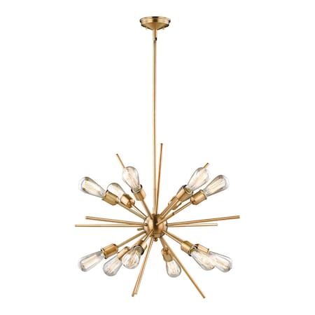 Vaxcel Estelle 12 Light Brass Mid-Century Modern Sputnik Pendant P0228