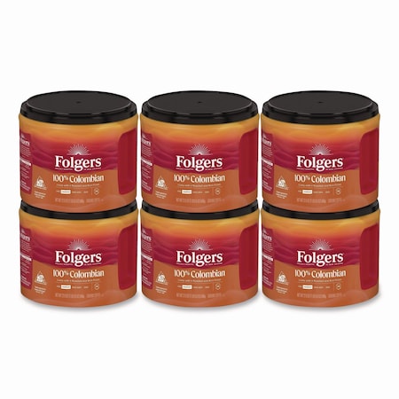 Folgers Coffee, Columbian, Canister, 22.6 oz, 6 PK 30445CT