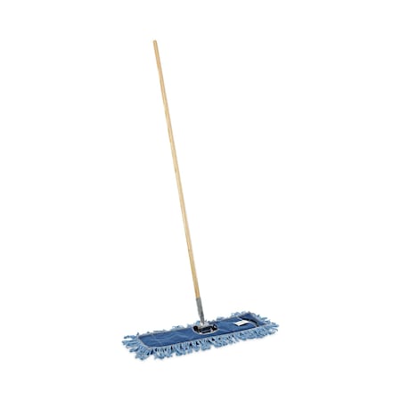 Boardwalk Dry Mopping Kit, 24 x 5 Blue Synthetic Head, 60in Natural Wood/Metal Handle BWKHL245BSPC