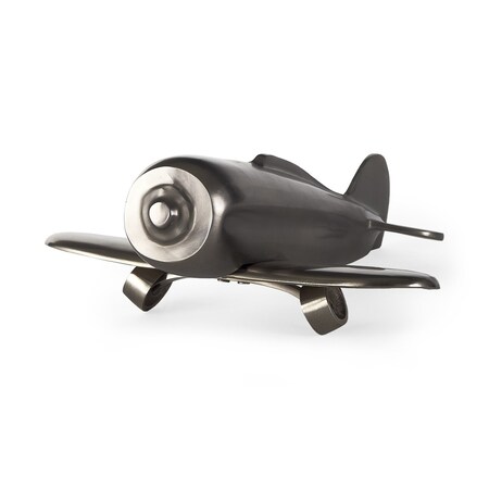 Homeroots Gray Metal Fighter Plane Sculpture 392440