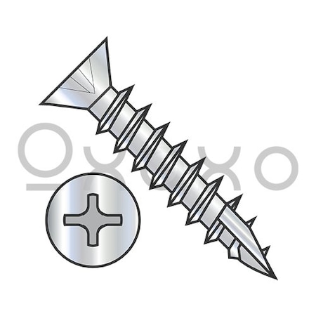 Oxoxo 6-13X5/8 Phil Flat .260-.279 OD no Nibs Deep Thread Wood Screw Type17 Full Thrd Zinc Bake, 10000PK 569241