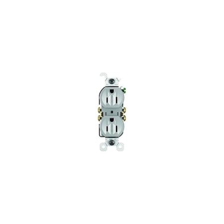 Pass & Seymour Trademaster Duplex Outlet, Gray, 125-Volt, 15-Amp 3232TRWRGRYCC8