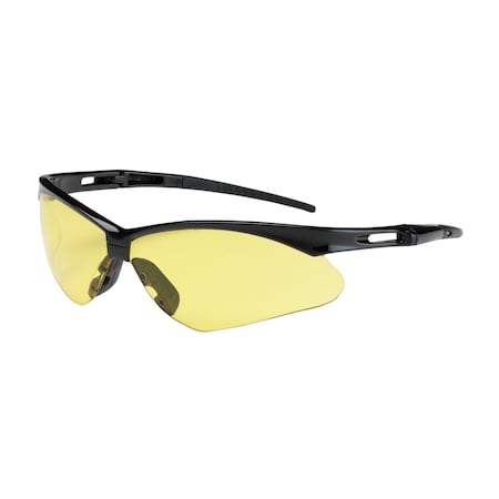 Bouton Optical Semi-Rimless Safety Glasses with Black Frame, Amber Lens and Anti-Scratch Coating 250-AN-10120