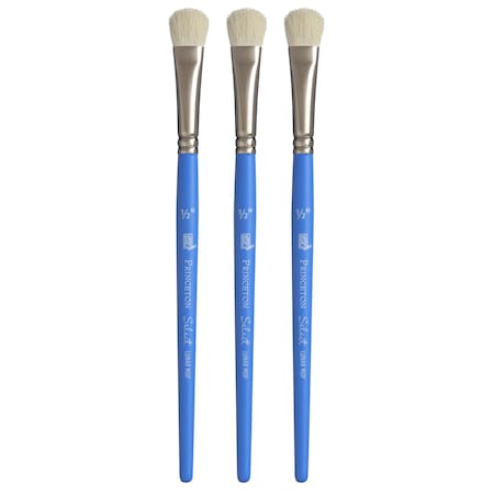 Princeton Select Artiste Lunar Mop Brush, Natural, Short Handle Mixed Media, Size 1/2 inch, 3PK P3750LM050