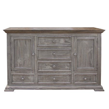 Homeroots 69" Gray Solid Wood Six Drawer Triple Dresser 524547