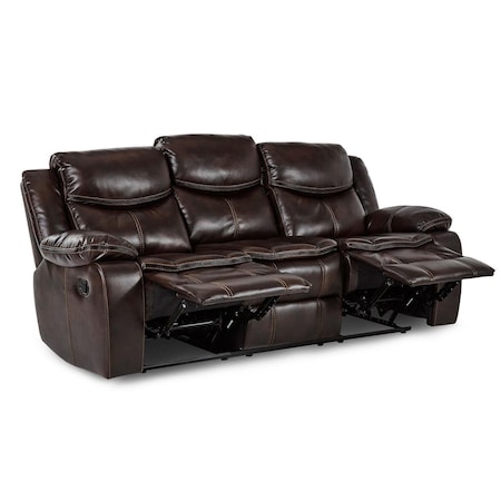 Home Elegance 39.5 x 38.5 x 87.5 in. Bastrop Double Reclining Sofa - Dark Brown 8230BRW-3
