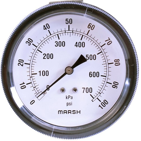 Marsh Pressure Gauge, 1/8 in NPT, Bottom Location J2446