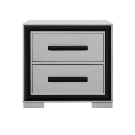 Homeroots 25" Gray and Black Two Drawer Wood Nightstand 564665