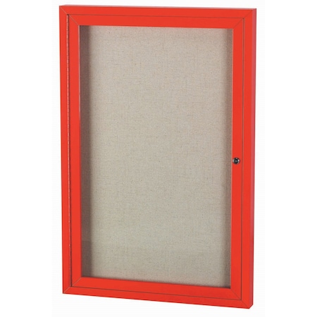 Aarco Outdoor Illuminated Enclosed Bulletin Board w/ Al Frame, Powder Coated Red, 48''Hx36''W ODCC4836RIR