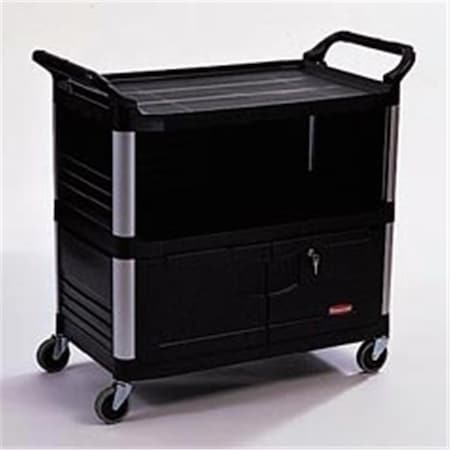 Vortex Three-Shelf AV-Equipment Cart- Lockable Enclosed Shelf - Black VO3571412