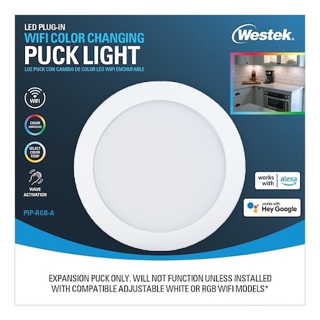 Westek WiFi Motion and RF Remote Controlled Puck Light, 120 V, 35 W, 3Lamp, LED Lamp, 300 Lumens PIP-RGB-A