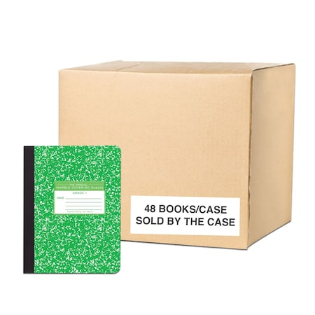 Roaring Spring Case of Green Marble Comp Notebooks, Grade 1 Skip Line Ruled, 80 sht 15 lb White Paper, 9.75"x7.75", PK48 97225cs