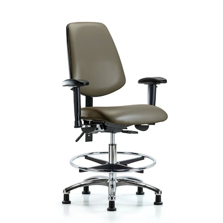 Blue Ridge Ergonomics Vinyl Chair, Vinyl, Adjustable Arms BR-VMBCH-MB-CR-T1-A1-CF-RG-8809