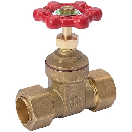 B & K ProLine Series Gate Valve, 3/4 in Connection, Compression, 200/125 psi Pressure, Bronze/Brass Body 100-804NL