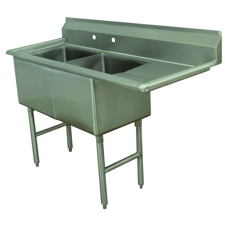 Advance Tabco Special Value Fabricated Sink 2-compartment 24 in. right drainboard FC-2-2424-24R-X