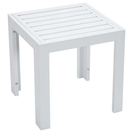 Leisuremod Chelsea Modern Aluminum Patio Side Table, White CT18W