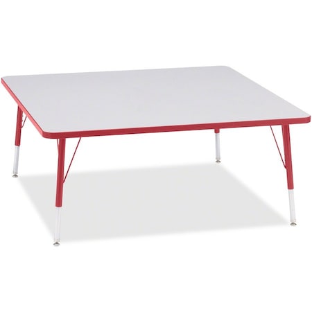 Jonti-Craft Berries Square Activity Table, 48 in. x 48 in., E-height, Freckled Gray/Red/Gray 6418JCE008