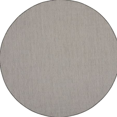 Homeroots 8' Ivory And Charcoal Round Geometric Indoor Outdoor Area Rug 552306