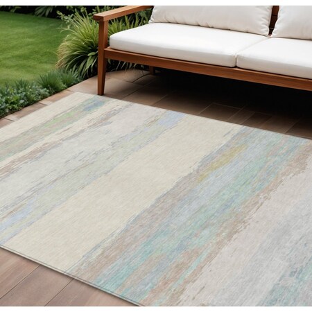Homeroots 10' X 14' Ivory Abstract Washable Indoor Outdoor Area Rug 608746