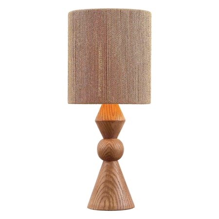 Jonathan Y Orbic Taper 23.5" Rustic Cottage Resin/Metal LED Table Lamp with Paper Rope Shade, Brown Wood Finish JYL9202A