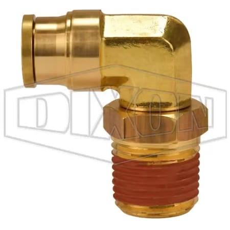 Dixon 69S16X 12 Push-In Elbow, 3/8 x 1/2 in Nominal, MNPT Swivel x Tube, Brass, Domestic 69S16X12