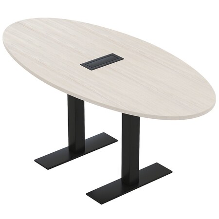 Skutchi Designs 6ft Conference Table With Power Unit | 4 Person Modular Oval Meeting Table | Harmony Series HAR-OVL-36X72-T.BK-K458-EBLK