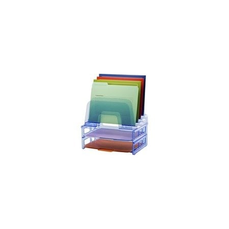 Officemate Blue Glacier Large Incline Sorter with 2 Letter Trays, Transparent Blue - 5 Compartment(s) - 23211