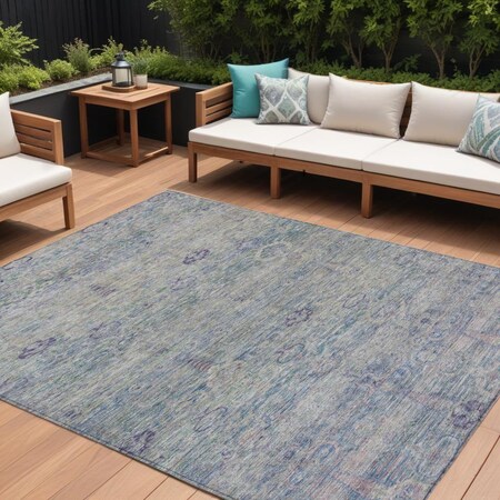 Homeroots 9' X 12' Plum And Silver Oriental Washable Indoor Outdoor Area Rug 631135