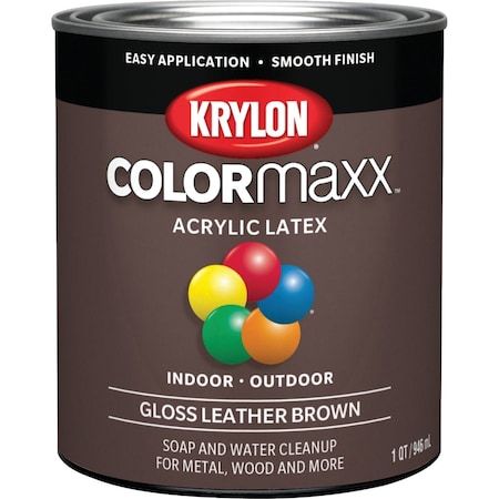 Krylon ColorMaxx Gloss Interior/Exterior Wall Paint Leather Brown 1 Qt. K05622007