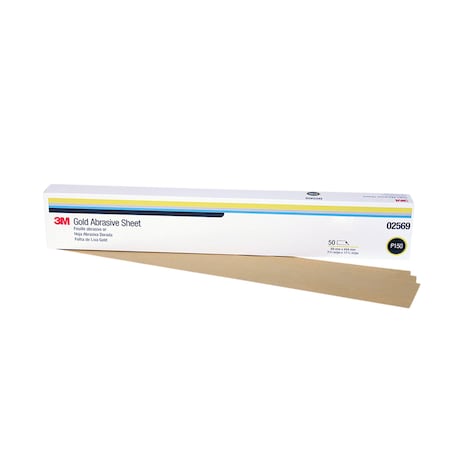 3M Gold Abrasive Sheet, 02569, P150 grade, 2 3/4 in x 17 1/2 in, 5PK 216U
