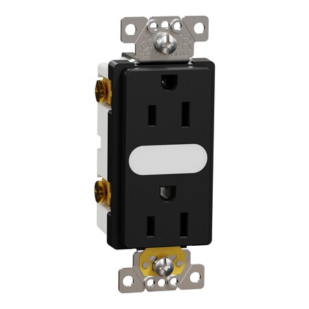 Square D Straight Blade Receptacle, 15 A, 125V AC, 2 Pole, Flush Mount, Self-Grounded SQR57101BK