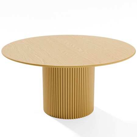 Homeroots 60" Brown Solid Wood Pedestal Base Round Top Dining Table 720979