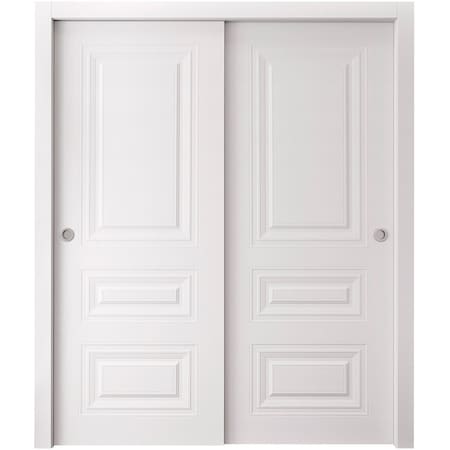 Sartodoors Sliding Closet Bypass Doors 56 x 96 inches, BASIC 9233 White, Rails Hardware Set, Wood Solid Bedr BASIC9233DBD-SKIN-5696