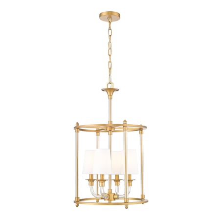 Z-Lite Katerina 4 Light Chandelier, Rubbed Brass, 16 In W x 27 In H 1950-4C-RB