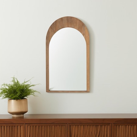 Homeroots 48" Brown Solid Wood Arch Accent Mirror 607302