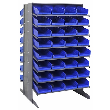 Quantum Storage Systems DOUBLE SIDED PICK RACK W/64 BLUE BINS QPRD-108BL