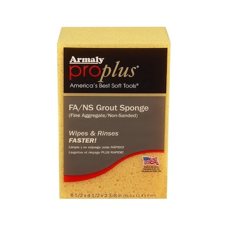 Armaly Proplus FA/NS Grout Sponge, 6-1/2 in L, 4-1/2 in W, 2-3/8 in Thick, Polyester, Yellow 00608