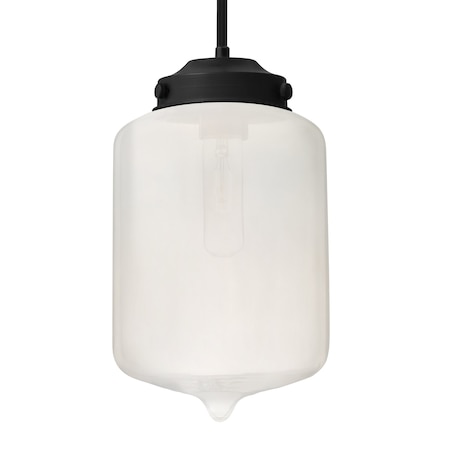 Besa Lighting Besa Olin Pendant, Frost, Black Finish, 1x 60W MAX E26 Base 1TT-OLINFR-BK