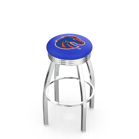 Holland Bar Stool Co 25" Chrome Boise State Swivel Bar Stool, Accent Ring L8C3C25BoiseS