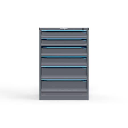 Strong Hold 6 drawer cabinet - (2x 4ft, 2x 5ft, 2x 7ft) - Blue accents - Keyed Different S3044-PPDAS-0602FS