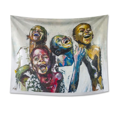 Homeroots Julio Happy Kids Unframed Tapestry Wall Art 490137