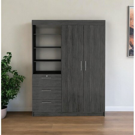 Homeroots 59" Gray Three Drawer Combo Dresser 546383