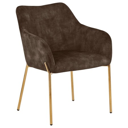 Leisuremod Zaire Collection Modern Dining Chair, Gold Legs and Dark Brown Velvet ZDC52DBR