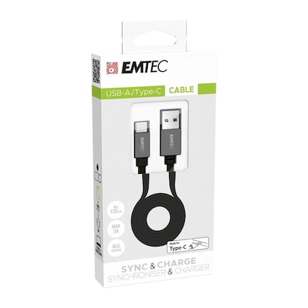 Emtec T700 USB-A to Type-C Cable, Black ECCHAT700TC