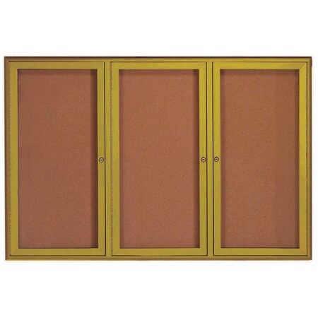 Aarco Enclosed Bulletin Board w/ Al Waterfall Style Frame, Antique Brass, 48''Hx72''W WFC4872LB