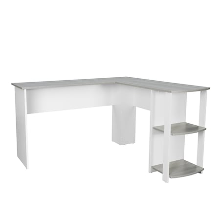 Homeroots 54" Gray Wood L Shape Computer Desk 723779