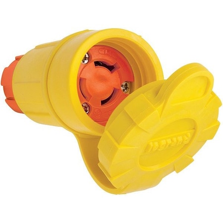 Pass & Seymour Locking Connector, L6-15R, 15 A, 250V AC, Single Phase, 2 Pole, Screw Terminals, Yellow 25W49AM