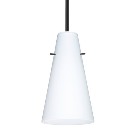 Besa Lighting Besa Cierro Stem Pendant, Opal Matte, Black Finish, 1x 100W MAX E26 Base 1TT-412407-BK