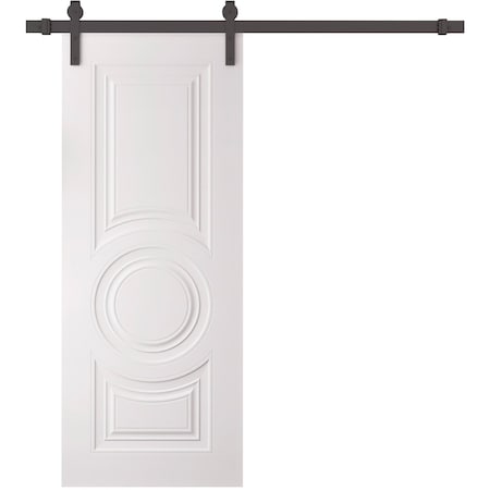 Sartodoors Barn Door 30 x 84 inches, BASIC 9801 White, 6.6FT Rail Track Heavy Hardware Set, Solid Panel Inte BASIC9801BD-B-SKIN-3084